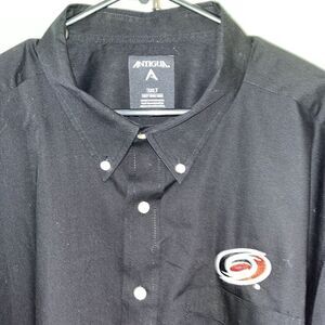 Antigua Big Man Carolina Hurricanes Black Work LS button down Shirt 3XLT Tall